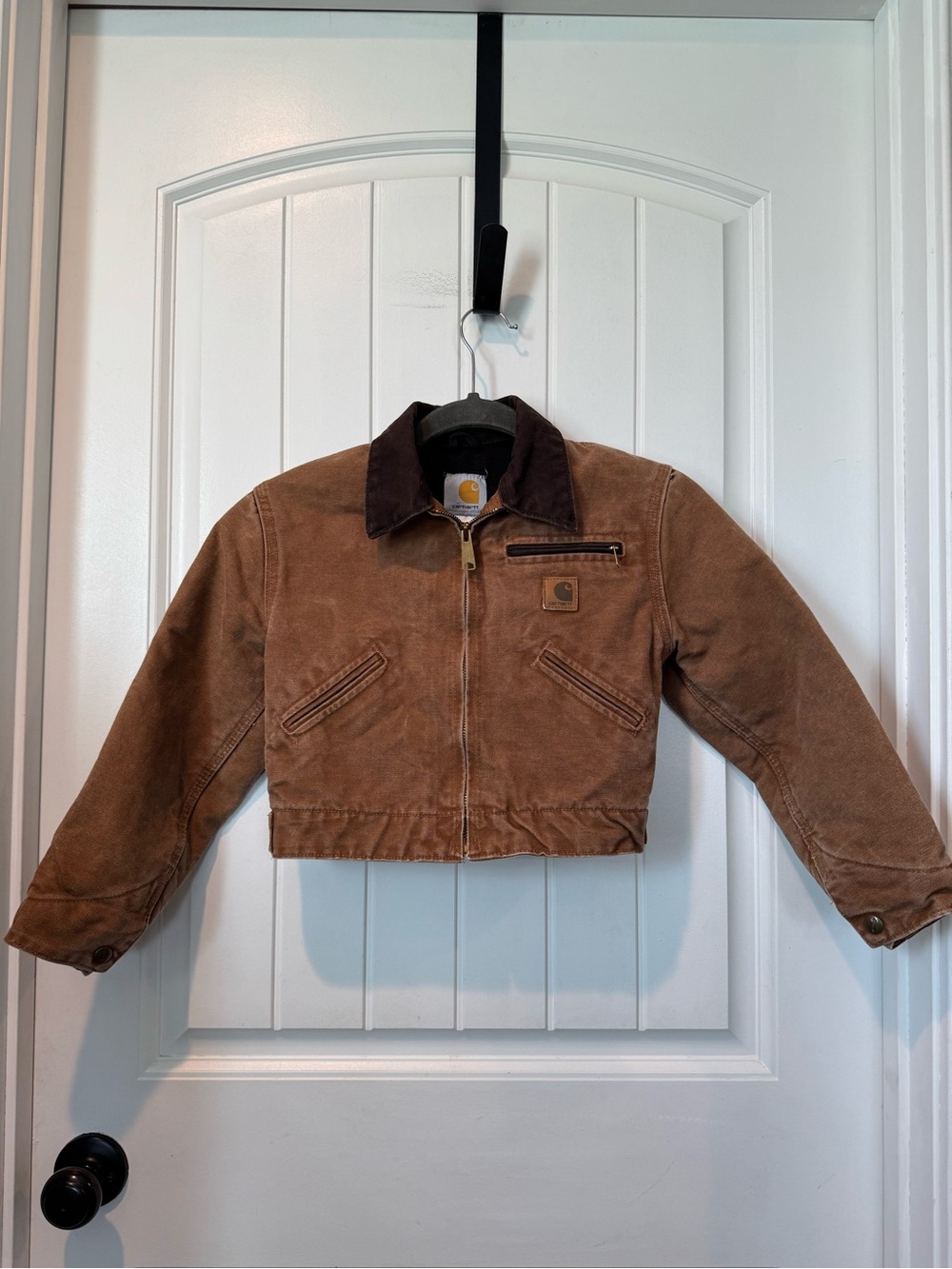 Vintage Youth Carhartt Detroit Brown Canvas Zip-Front Jean Jacket YYJ97 BRN 6/7